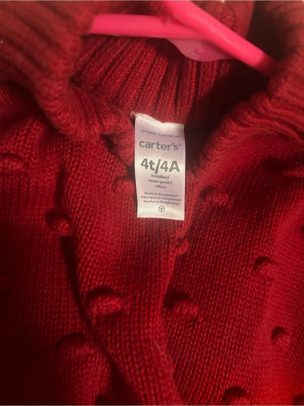 Toddler girls Carter's Red Pom-Pom Turtleneck Poncho Sweater